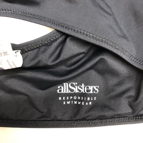 Nwot all sisters asymmetrical swim top one shoulder black cutout crop bikini - Picture 5 of 5